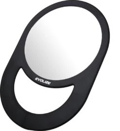 Evolize Onbreekbare Spiegel Met Handvat - Ø 16,5 Cm - Ophangbaar - Rond - Handspiegel - Kappersspiegel - Reisspiegel - Make Up - Afmeting: 28 X 19 Cm - Zwart -Cosmetica Winkel 1107x1200