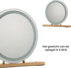 Nuvoo Make-up Spiegel - Visagie Spiegel - Hollywood Spiegel - Diameter 50cm - 3 Licht Tinten - Dimbaar - USB Telefoonoplader - Goud -Cosmetica Winkel 1200x1152