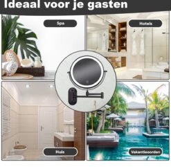 Make Up - Spiegel - Led Verlichting - 10X Vergroting - 3 Lichtstanden - Wandspiegel Rond - Badkamer - Mat Zwart - Draadloos -Cosmetica Winkel 1200x1170 1