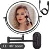 Make Up - Spiegel - Led Verlichting - 10X Vergroting - 3 Lichtstanden - Wandspiegel Rond - Badkamer - Mat Zwart - Draadloos -Cosmetica Winkel 1200x1191