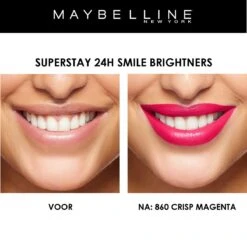 Maybelline SuperStay 24H Smile Brighters Lippenstift - 860 Crisp Magenta - Roze - Langhoudend -Cosmetica Winkel 1200x1196