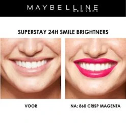 Maybelline SuperStay 24H Smile Brighters Lippenstift - 860 Crisp Magenta - Roze - Langhoudend -Cosmetica Winkel 1200x1197 4
