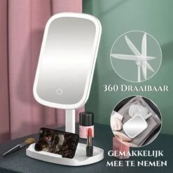 HighHome - Make Up Spiegel Met Led Verlichting - Inclusief 10x Spiegel - 3 Warmtes - 360 °C Draaibaar 13 HighHome - Make Up Spiegel Met Led Verlichting - Inclusief 10x Spiegel - 3 Warmtes - 360 °C Draaibaar -Cosmetica Winkel 1200x1200 1
