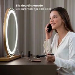 Nuvoo Make-up Spiegel - Visagie Spiegel - Hollywood Spiegel - Diameter 50cm - 3 Licht Tinten - Dimbaar - USB Telefoonoplader - Goud -Cosmetica Winkel 1200x1200 113