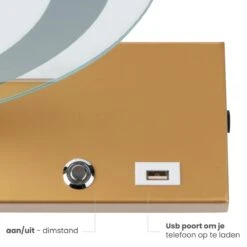 Nuvoo Make-up Spiegel - Visagie Spiegel - Hollywood Spiegel - Diameter 50cm - 3 Licht Tinten - Dimbaar - USB Telefoonoplader - Goud -Cosmetica Winkel 1200x1200 114