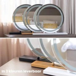 Nuvoo Make-up Spiegel - Visagie Spiegel - Hollywood Spiegel - Diameter 50cm - 3 Licht Tinten - Dimbaar - USB Telefoonoplader - Goud -Cosmetica Winkel 1200x1200 117