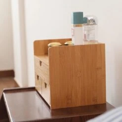 Merkloos Decopatent® Luxe Make-up Organizer Met 3 Lades - Cosmetica Organizer Make Up Met Schuiflade Bamboe Hout - Cosmeticahouder - Toren -Cosmetica Winkel 1200x1200 131