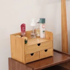 Merkloos Decopatent® Luxe Make-up Organizer Met 3 Lades - Cosmetica Organizer Make Up Met Schuiflade Bamboe Hout - Cosmeticahouder - Toren -Cosmetica Winkel 1200x1200 133