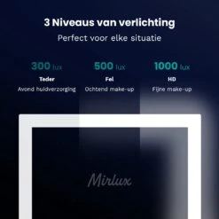 Mirlux Hollywood Spiegel Met Verlichting - Make Up - Visagie - Dimbaar LED Lampen Licht - Zwart -Cosmetica Winkel 1200x1200 160