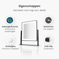Mirlux Hollywood Spiegel Met Verlichting - Make Up - Visagie - Dimbaar LED Lampen Licht - Zwart -Cosmetica Winkel 1200x1200 162