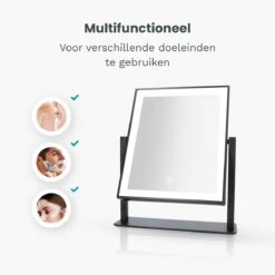 Mirlux Hollywood Spiegel Met Verlichting - Make Up - Visagie - Dimbaar LED Lampen Licht - Zwart -Cosmetica Winkel 1200x1200 163