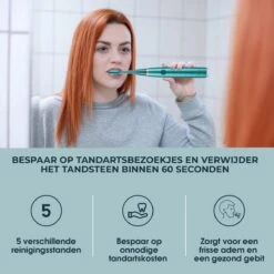 Merkloos Tandsteen Verwijderaar Elektrisch Dentect – Tandenborstel Opzetstukken - Tandarts Spiegel - 5 Standen - Groen -Cosmetica Winkel 1200x1200 395