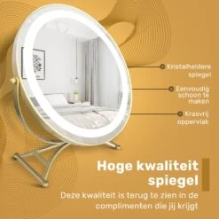 Great's® Make Up Spiegel Met LED Verlichting - ⌀ 40cm - Visagie Spiegel Rond - Extra Close Up Spiegeltje 10x - Goud -Cosmetica Winkel 1200x1200 60