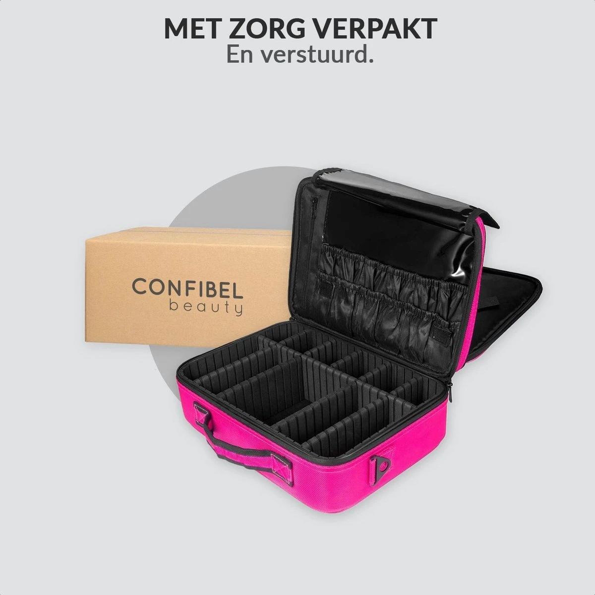Cosmetica Koffer - Make-up Koffer Met Verstelbare Vakken - Visagie En Nagelstyliste Beauty Koffer - 40x30x14CM - Roze 14 Cosmetica Koffer - Make-up Koffer Met Verstelbare Vakken - Visagie En Nagelstyliste Beauty Koffer - 40x30x14CM - Roze - Afbeelding 12