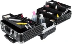 Dreamble Make-up Koffer - Make-up Trolley - Zwart - Rijdbaar - Met Wieltjes - Compact - 8 Vakken - Met Slot - 2 Sleutels -Cosmetica Winkel 1200x732