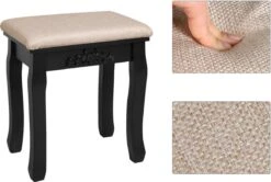 Merkloos Kaptafel, Kaptafel Met Grote Spiegel Zonder Frame, Toilettafel, Kaptafel, Voor Make-up, Gewatteerde Kruk, 5 Laden, Verplaatsbare Opbergdoos, Zwart RDT25BK -Cosmetica Winkel 1200x805