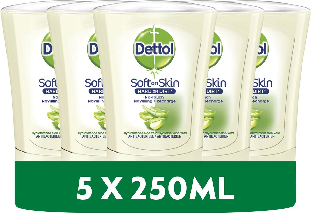 Dettol - Handzeep - No Touch Navulling - Antibacterieel - Aloe Vera - 250 Ml X5 9 Dettol - Handzeep - No Touch Navulling - Antibacterieel - Aloe Vera - 250 Ml X5 - Afbeelding 7