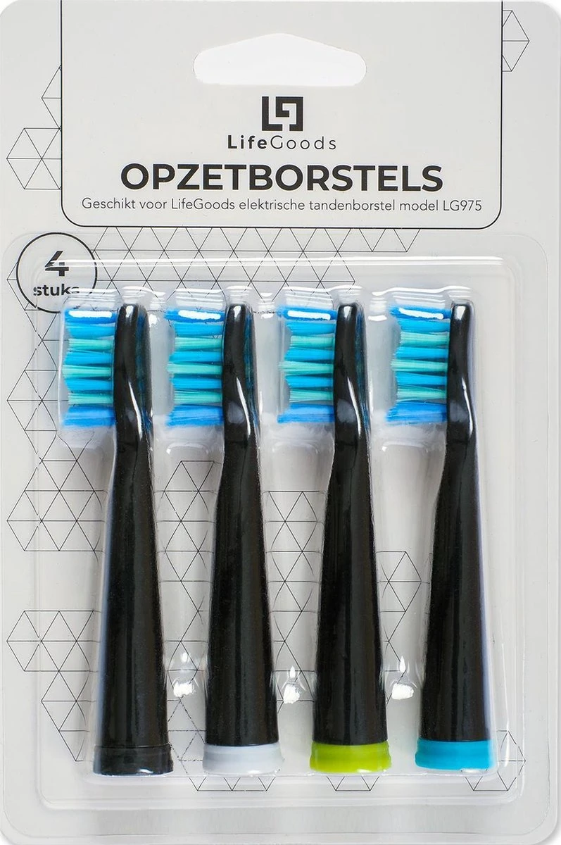 LifeGoods Opzetborstels - Voor Elektrische Tandenborstel - 4 Stuks - Zwart/Blauw 7 LifeGoods Opzetborstels - Voor Elektrische Tandenborstel - 4 Stuks - Zwart/Blauw - Afbeelding 5