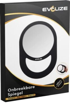 Evolize Onbreekbare Spiegel Met Handvat - Ø 16,5 Cm - Ophangbaar - Rond - Handspiegel - Kappersspiegel - Reisspiegel - Make Up - Afmeting: 28 X 19 Cm - Zwart -Cosmetica Winkel 809x1200