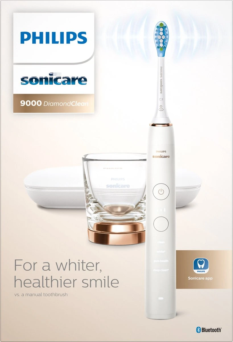 Philips Sonicare DiamondClean 9000 HX9911/94 - Luxe Elektrische Tandenborstel - Wit En Rosé Goud 5 Philips Sonicare DiamondClean 9000 HX9911/94 - Luxe Elektrische Tandenborstel - Wit En Rosé Goud - Afbeelding 3